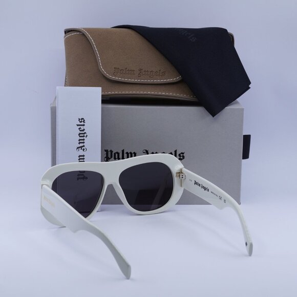 Palm Angels PERI103 ELFIN 0107 Aviator Sunglasses - White/Dark Grey - Picture 5 of 9